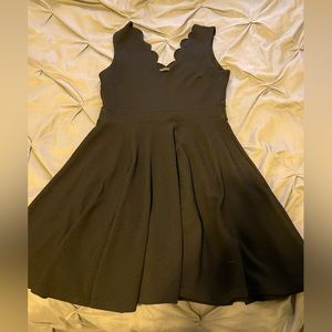 Black scalloped neck dress